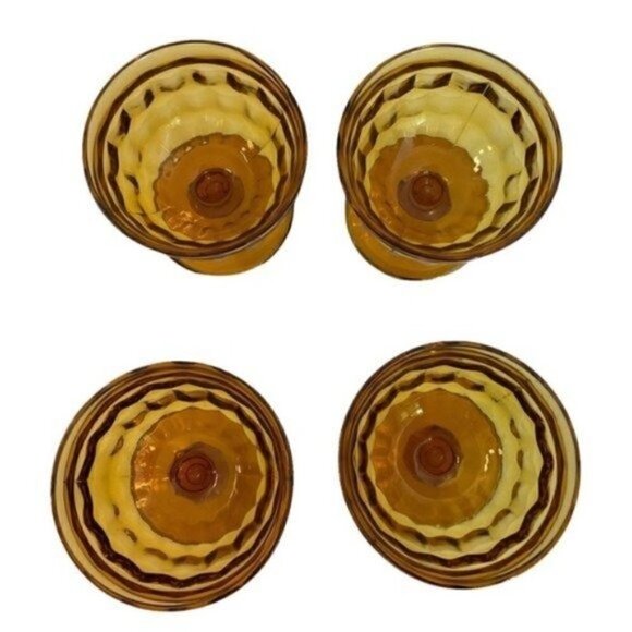 VINTAGE Champagne Sherbet Whitehall Amber Glasses by COLONY set of 4 - Picture 4 of 4